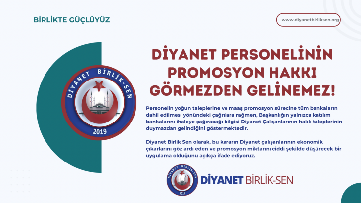 DİYANET PERSONELİNİN PROMOSYON HAKKI GÖRMEZDEN GELİNEMEZ!